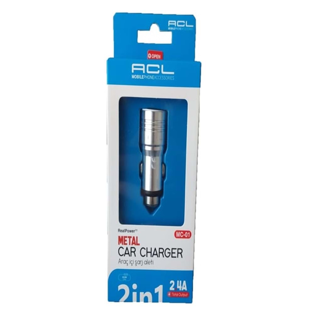 ACL MOBILEPHONEACCESSORIES 2XUSB METAL ARAÇ ŞARJ CİHAZI BX10