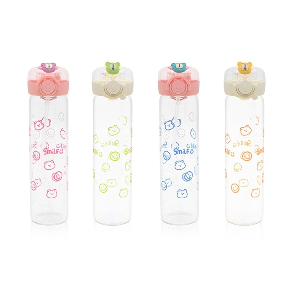 MY BOTTLE FİGÜRLÜ PİPETLİ CAM MATARA 500ML KL48