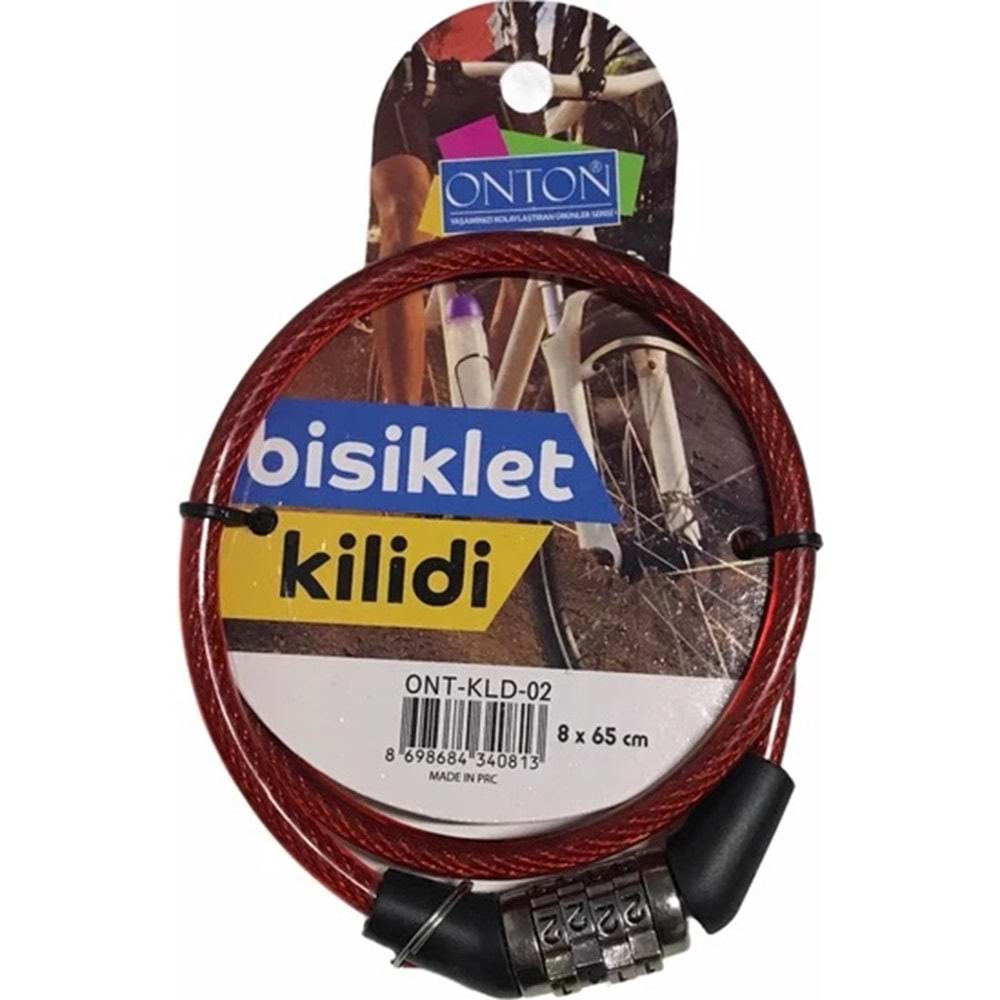 ONTON ONT-KLD-02 9X65CM ŞİFRELİ BİSİKLET KİLİDİ KL100