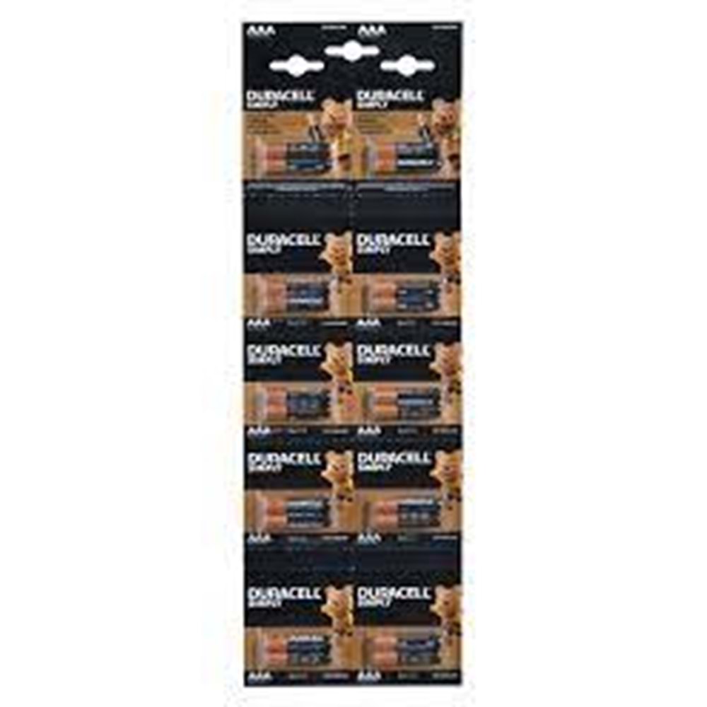 DURACELL AAA 2Lİ 10LU KARTELA KUMANDA PİLİ