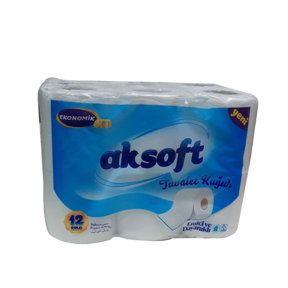 AKSOFT SÜPER BEYAZ TUVALET KAGIDI 12Lİ KL8