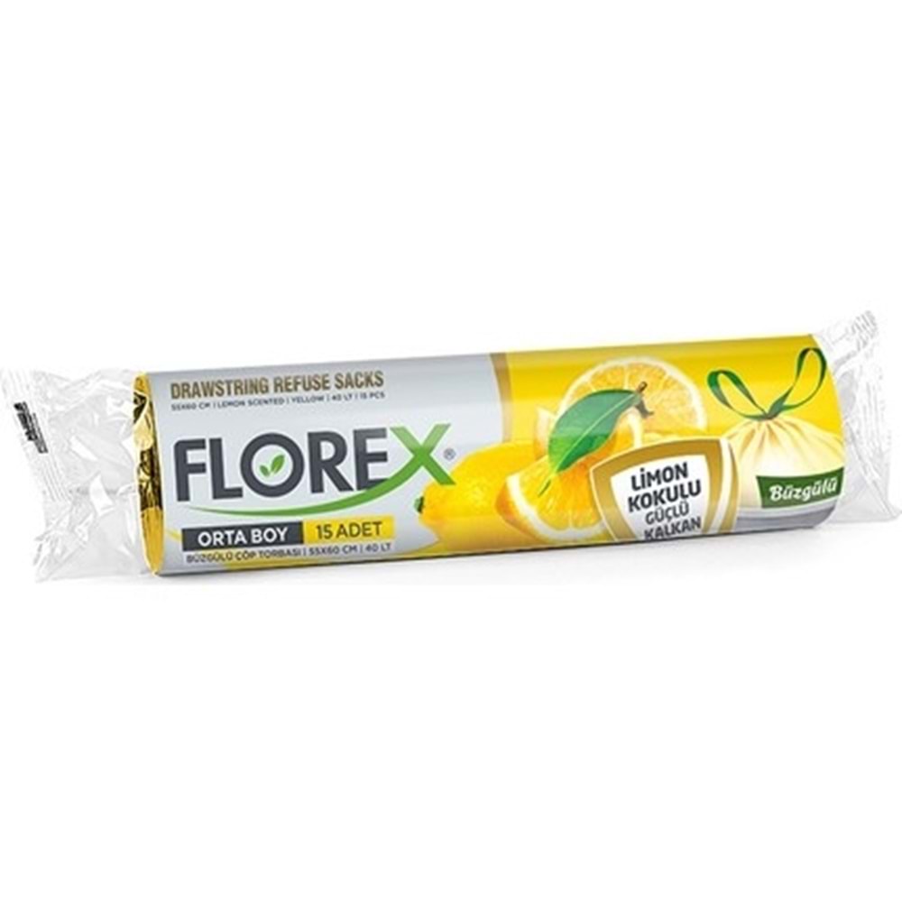 FLOREX BÜZGÜLÜ ORTA BOY ÇÖP POŞETİ 55X60 KL25