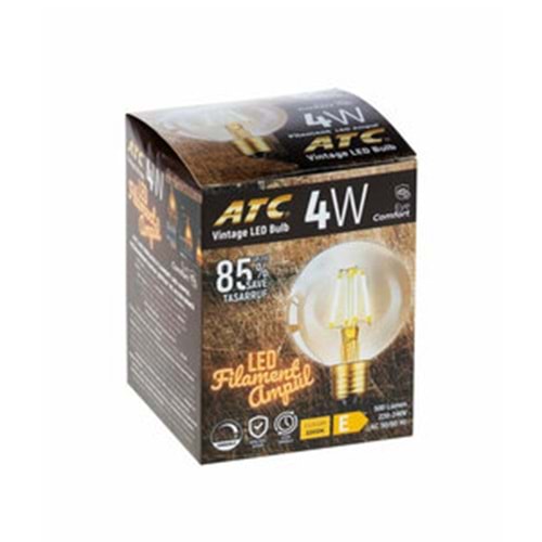 ATC 4W FİLAMENT YUVARLAK SARI IŞIK LED AMPUL