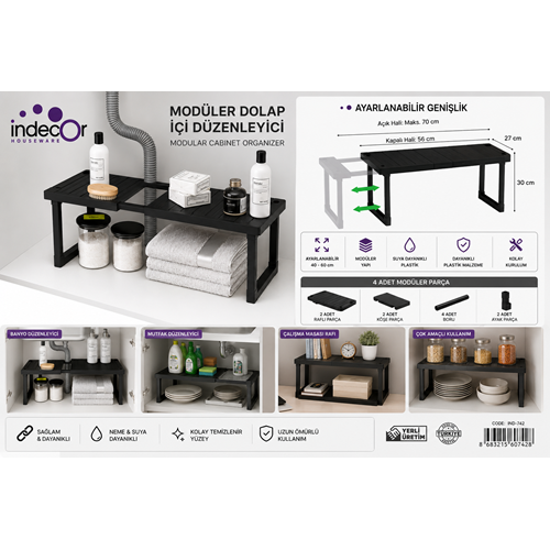 İNDECOR DOLAP İÇİ DÜZENLEYİCİ TEK RAFLI