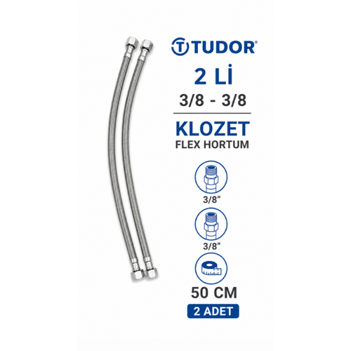 TUDOR 2Lİ 3/8 -3/8 KLOZET FLEX HORTUM 50CM