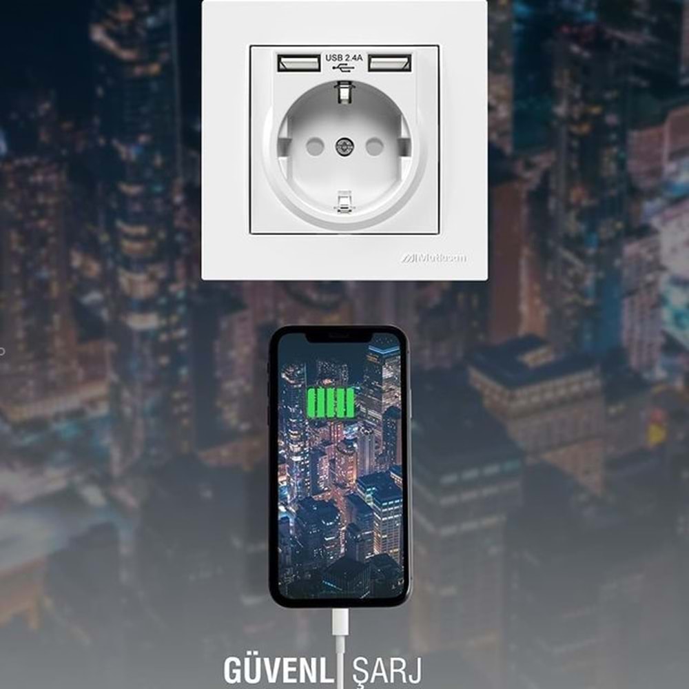 RİTA İKİLİ USB Lİ TOPRAKLI PRİZ BEYAZ BLİSTERLİ