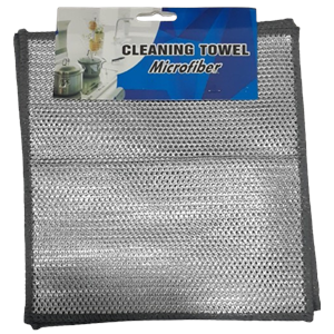 CLENING TOWEL MİCROFİBER TELLİ ÇİZMEZ BULAŞIK BEZİ ÇİFT KATLI 4LÜ 20X20CM BX4