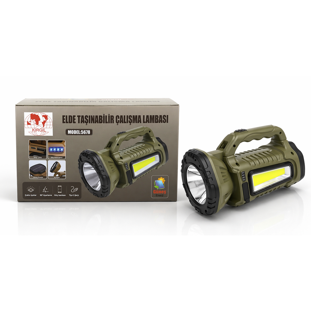 KIRGIL SOLAR ŞARJLI ELDE TAŞINABİLİR FENER