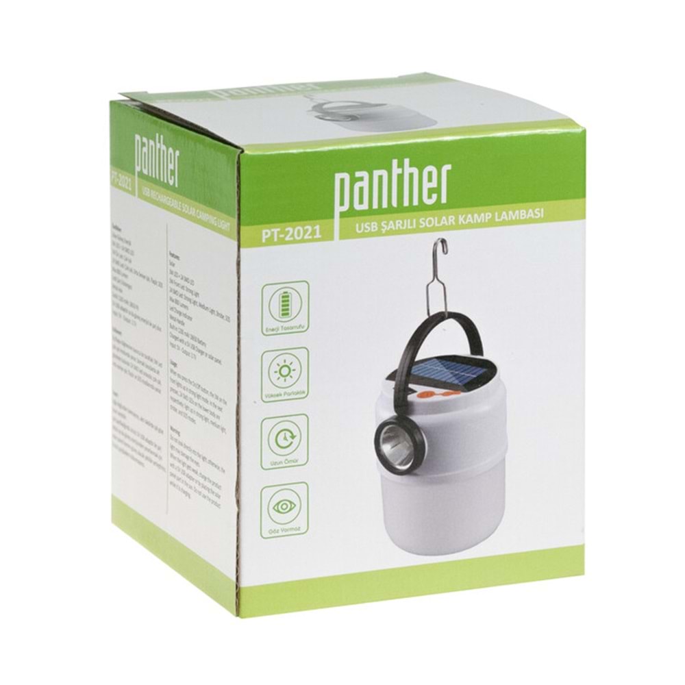 PANTHER SOLAR USB ŞARJLI KAMP LAMBASI KL100