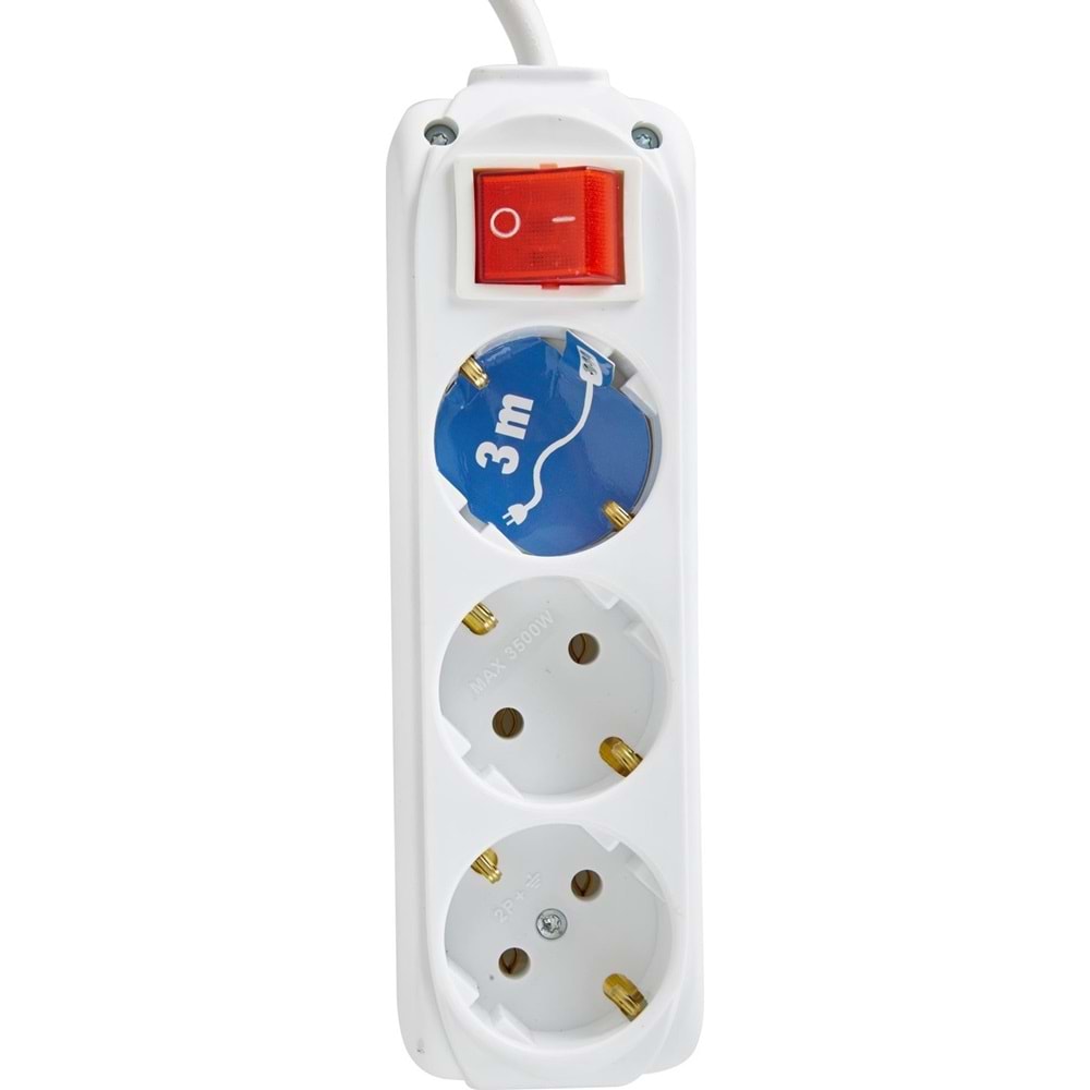 ALMERA UZATMA 3LÜ ANAHTARLI TOPRAKLI PRİZ 3MT