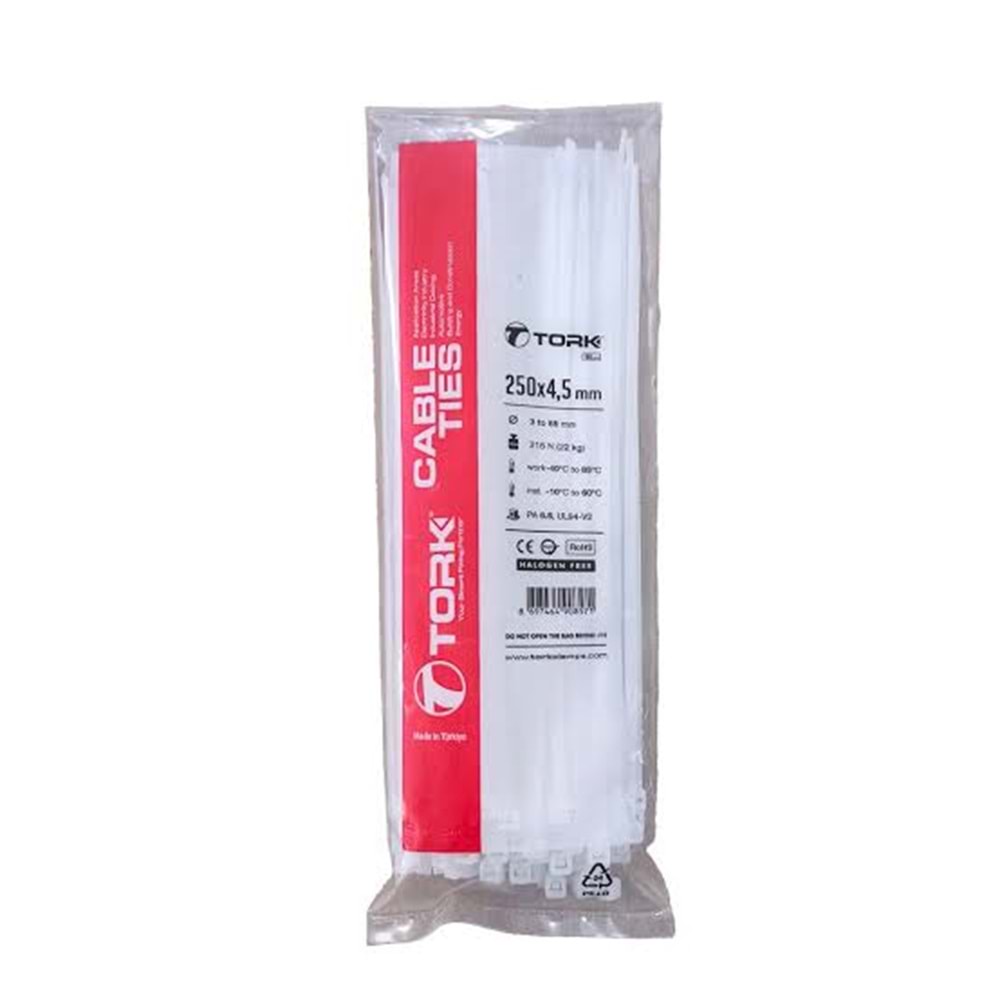 TORK 250X4,5 MM CIRT KELEPÇE BEYAZ 100PCS